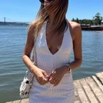 Caravelle Zara dress mini halter neck striped white back tied casual summer vacation Photo 6