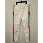 Frame Le High Skinny Jeans White Colorblock Side Stripe Raw Hem Size 26 EUC!! Photo 1