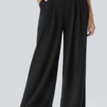 Halara  Black  Flex High Waisted Side Pocket Wide Leg Work Pants Size XL Photo 0