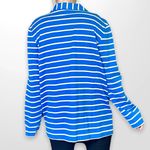 Joan Vass 00s  Vintage Blue White Cotton Striped Collared Cardigan Photo 2