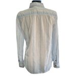North River Button Up Roll Sleeve Stripe White Shirt White Large Business Casual Photo 1