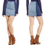 Free People Modern Femme Denim Mini Two-Toned Skirt Size 6 Photo 2