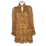 HOUSE OF HARLOW 1960 Paisley Ruffle Mock Neck Mini Dress Semi Sheer Lined Size 6 Photo 1