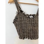 Anthropologie x Mare Mare Tweed Vest Crop Top Brown Preppy Academia Fringe XXS Photo 4