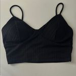 Iris Black Ribbed Padded Crop Top Photo 0