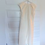 CO Cream Gathered Cap Sleeve Wool and Silk Gown White Size XL Photo 9