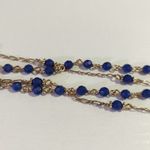 34" Necklace Blue Beads Gold Tone Chains 4 Multi Strands Bohemian Layers Photo 3