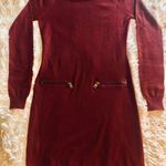 Andrew Marc Burgundy Sweater Dress Photo 0
