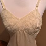 Vintage Sears Yellow Satin Full Slip Lace Trim Size 36 Adjustable Straps Photo 2