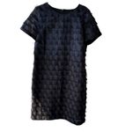 Banana Republic  Black T Shirt Dot‎ Dress Fringed Hem Sleeveless Sheath Sz 10 Photo 2