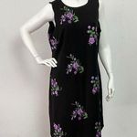 Jones Studio Dressbarn Women's Sz 10 Black Floral Casual Embroidered Dress Photo 0