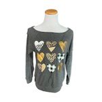 Cato NWT Womens Distrssed Metallic Hearts Valentines Day Sweatshirt Pullover XS Photo 1