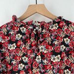 Hayden  Floral Print Crepe Chiffon Ruffle Mock Neck Smocked Long Sleeve‎ Blouse Photo 6