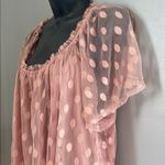 Siren Lily  Sheer Pink Polka Dot Blouse Photo 2