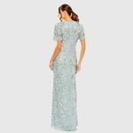 Mac Duggal  93932 Blue Flutter Sleeve Sequin High Neck Gown Dress Photo 4