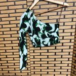 ZARA  Navy And Green One Shoulder Crop Top‎ Size Small Photo 2