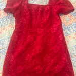 Square Neck Puff Sleeve Dress Red Size L Photo 0
