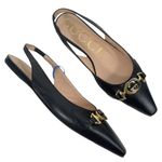 Gucci Zumi GG Interlocking Logo Pointed Toe Slingback Flats Black Size 37 Photo 2