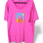 Fresh Produce  Pink 100% Cotton Tee Shirt Womens XL Flamingo Graphic Print Top Photo 0