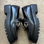 H&M Chunky Black Loafers with Gold Buckle Photo 6