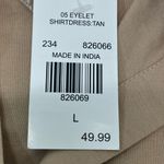 Sweet Magnolia Long Sleeve Shirt Dress W/Embroidered cut out 100% Cotton L Tan Size L Photo 3