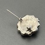 1 in. Silver Tone Flower Brooch with Faux Pearls, Diamonds and Lilac Crystals Photo 2