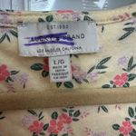 Lucky Brand  Cream and Pink Floral V Neck Button Front Shirt Top Size Large L Photo 6