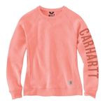 Carhartt Women Med Relaxed Fit Midweight Crewneck Logo sleeve Graphic Sweatshirt Photo 0