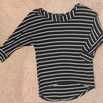 White House | Black Market Women’s WHBM Black & White Stripe 3Q Sleeve Wide Neck Relaxed Top High-Low Shirt Photo 0