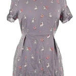 Oliver Bonas Violet Rufus Frenchie Dog Print Dress French Bulldogs Size 10 M Gray Photo 0