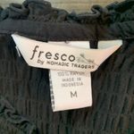 Cottagecore Ruffle Crinkle Button Top Black Boho Minimalist Rayon M Fresco Size M Photo 2