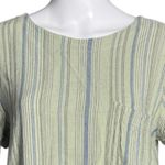 Cloth & Stone Dress Womens Medium Green Blue Striped Button Back Casual Everyday Photo 3