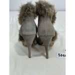 Womans Colin Stewart Taupe Suede Stiletto Heel Ankle Boot 8.5 B Faux Fur Tan Photo 4