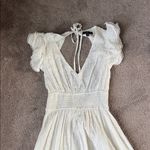 Lulus  Brunch Plans White Swiss Dot Smocked Backless Midi Dress SIZE M Photo 4