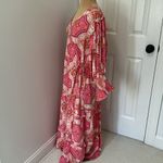 Lea Pink Printed Ruffle Trim Wrap Maxi Dress Size M Photo 3