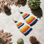 1 Pair Of Bohemian Native American Style Ethnic Glass‎ Beaded Earrings Photo 4