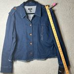 Jones New York  Jean Jacket Womens XL Blue‎ Denim Jacket Cropped Raw Hem New Photo 4