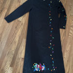 Quacker Factory  Size Medium  Long Black Christmas Dress Embroidery 100% Cotton Photo 0