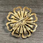 Vintage Rhinestone Pearl Brooch Gold Photo 1