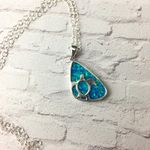 Sterling Silver Lab opal Turtle Necklace Blue Photo 5