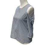 Pink Rose Macy's Womens Cold Shoulder Blouse Top S Blue White Stripe Career Work Photo 1