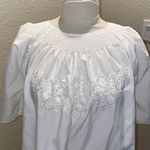 Women’s Short Sleeve Peasant Shirt Ruched Eyelet Cotton White Loose Fit Sz XXL Photo 1