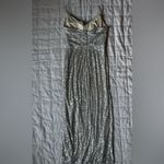 Eliza J Champagne Cowl Neck Sequin Gown Spaghetti Straps Leg Slit Formal - 8 Photo 1