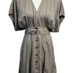 Quince Vintage Wash Tencel Button Front Dress in olive green, size Medium Green Photo 0