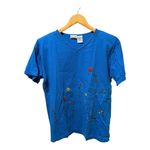 Vintage Blue Floral Embroidered T Photo 1