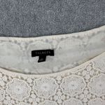 Talbots Crochet Lace Overlay Blouse Women's 12 Cream 3/4 Sleeve Scallop Hem Photo 2