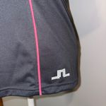 J. Lindeberg logo charcoal gray Polo Shirt Pink piping‎ Athletic Golfing fitted Size M Photo 1