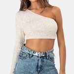 Adika Cropped Off Shoulder Sparkle Top Photo 0