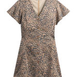 Gap  Denim Flutter Sleeve‎ Button Front Leopard Dress Size M Photo 0