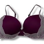 Frederick's of Hollywood NWT Icon Push-Up Bra Women's 36C Merlot Lace Lingerie Photo 0